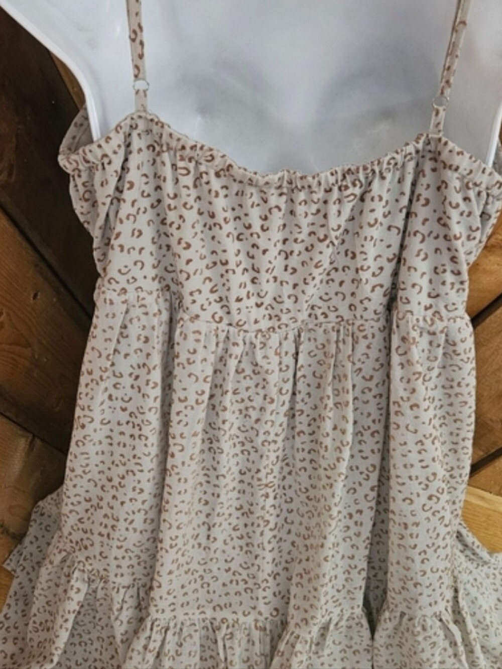 Entro Boho Animal Leopard Print Tiered Babydoll Mini Sundress M - Picture 6 of 12